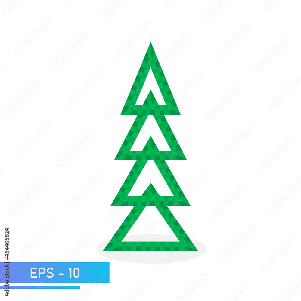 Modern christmas tree in green color. Pixel green. Modern illustration. Flat vector illustration. Modern christmas tree in green color. Pixel green. Modern illustration. Flat vector illustration.