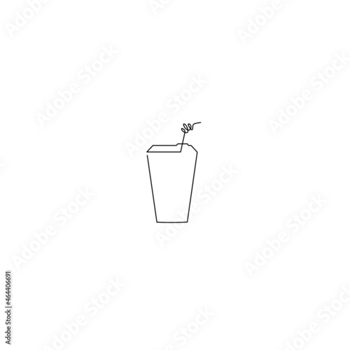 Continuous line drawing of drink cup, coffe cup, object one line, single line art, vector illustration