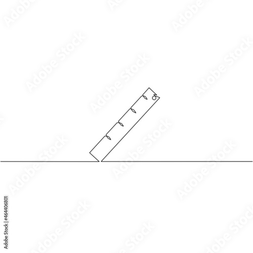 Continuous line drawing of ruler, object one line, single line art, vector illustration