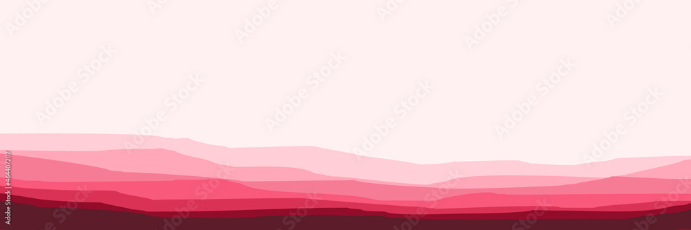 pink mountain landscape illustration vector for banner background, web