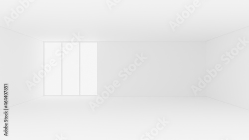 Wallpaper Mural White clean empty architecture interior space room studio background wall display products minimalistic. 3d rendering. Torontodigital.ca