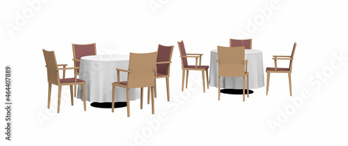 2セットのテーブルと椅子の3dレンダリング