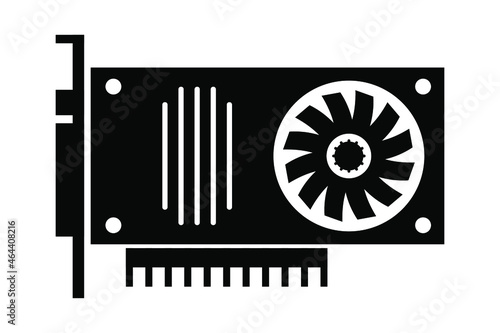 Video card for a computer, sign black color on a white background, vector illustration