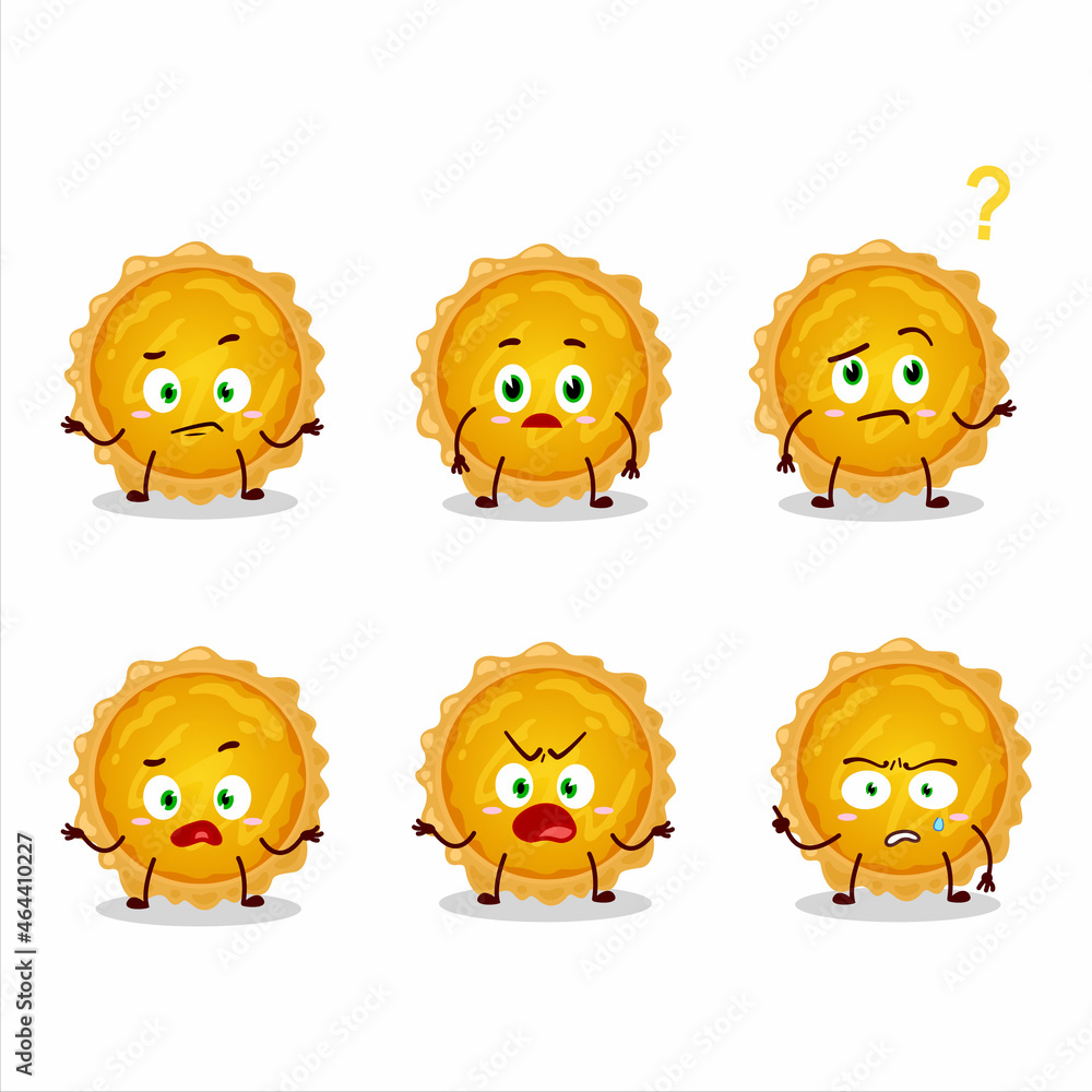 Cartoon character of egg tart with what expression Cartoon character of egg tart with what expression