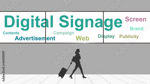 Digital signage in aisle. Multi-Monitor  Seamless Large screen display.