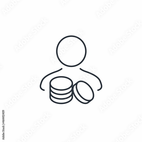 Man with money. Vector linear icon isolated on white background.
