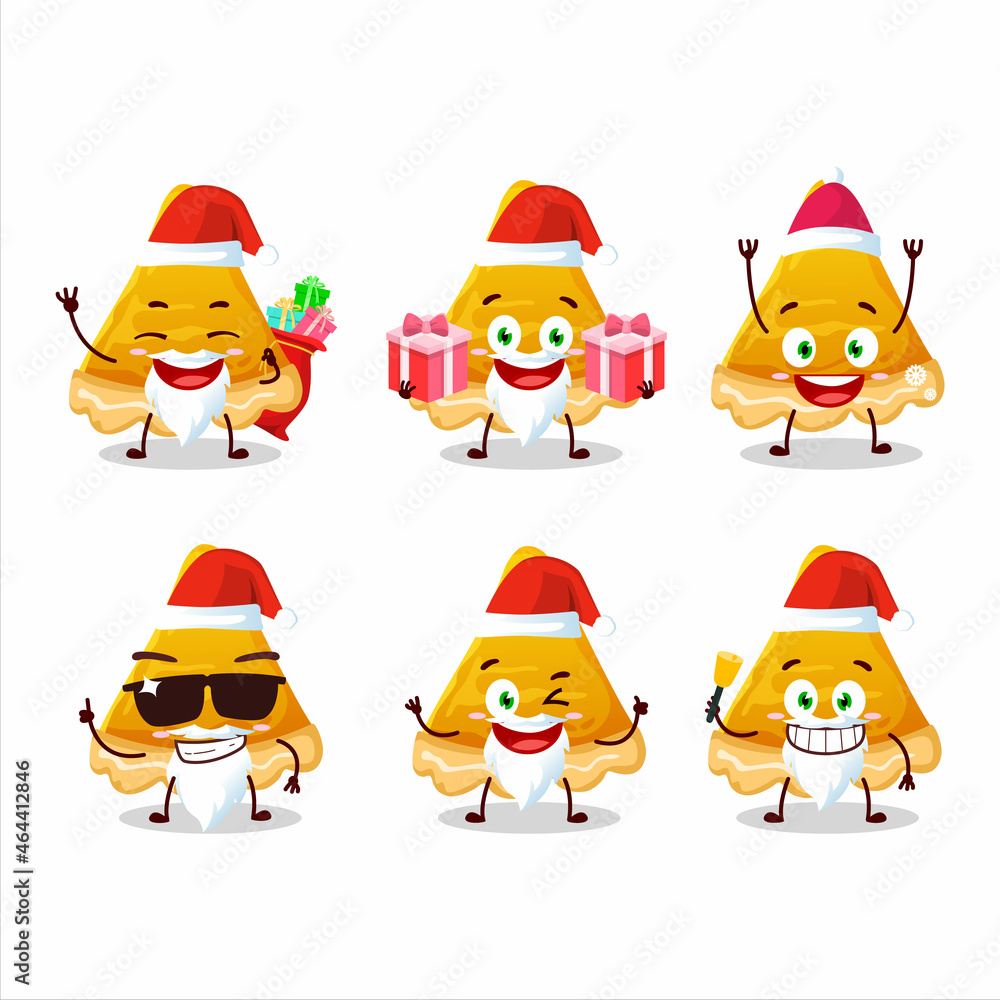 Fototapeta premium Santa Claus emoticons with slice of egg tart cartoon character
