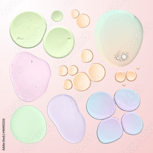 Abstract oil liquid bubble macro shot pastel vector set