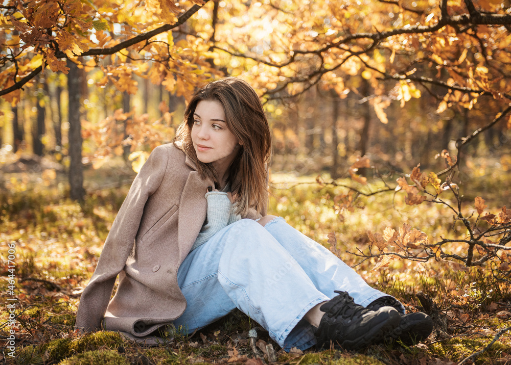 Young teenager girl in the autumn forest Young teenager girl in the autumn forest