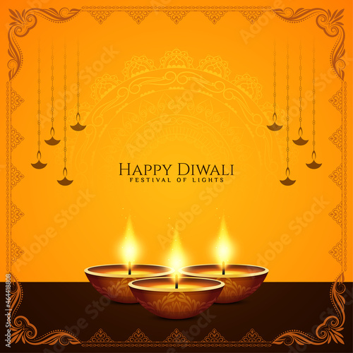 Happy Diwali festival elegant frame background with lamps