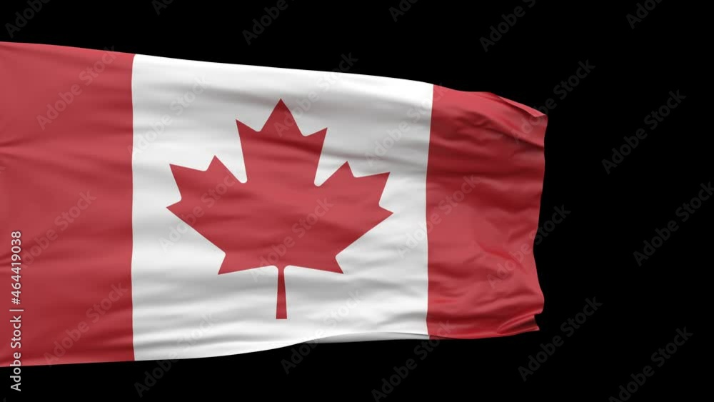 Canada national flag waving seamless looped with luma matte on a black background, slow motion. Canada national flag waving seamless looped with luma matte on a black background, slow motion.