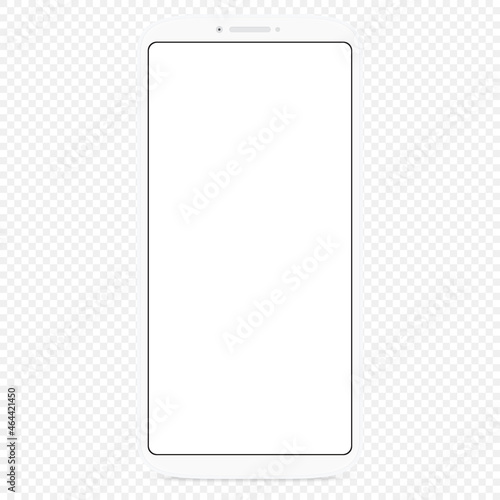 white flat phone white screen, vector drawing new smart phone design