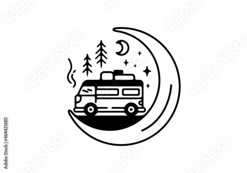 Fotografia, Obraz Line art illustration of campervan