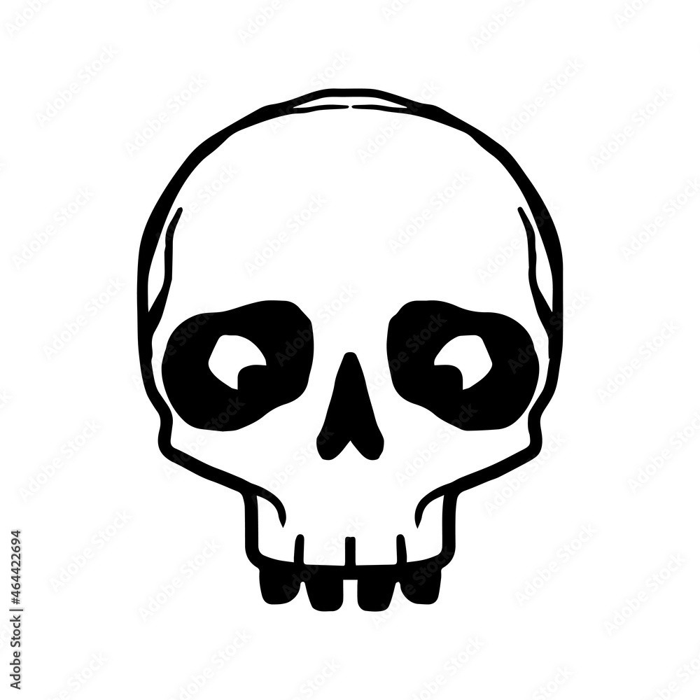 human skull simple illustration in black and white human skull simple illustration in black and white