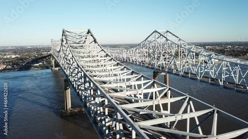 Aerial View Of Twin Bridge Of Crescent City Connection And The City Landscape Of Louisiana In USA. photo