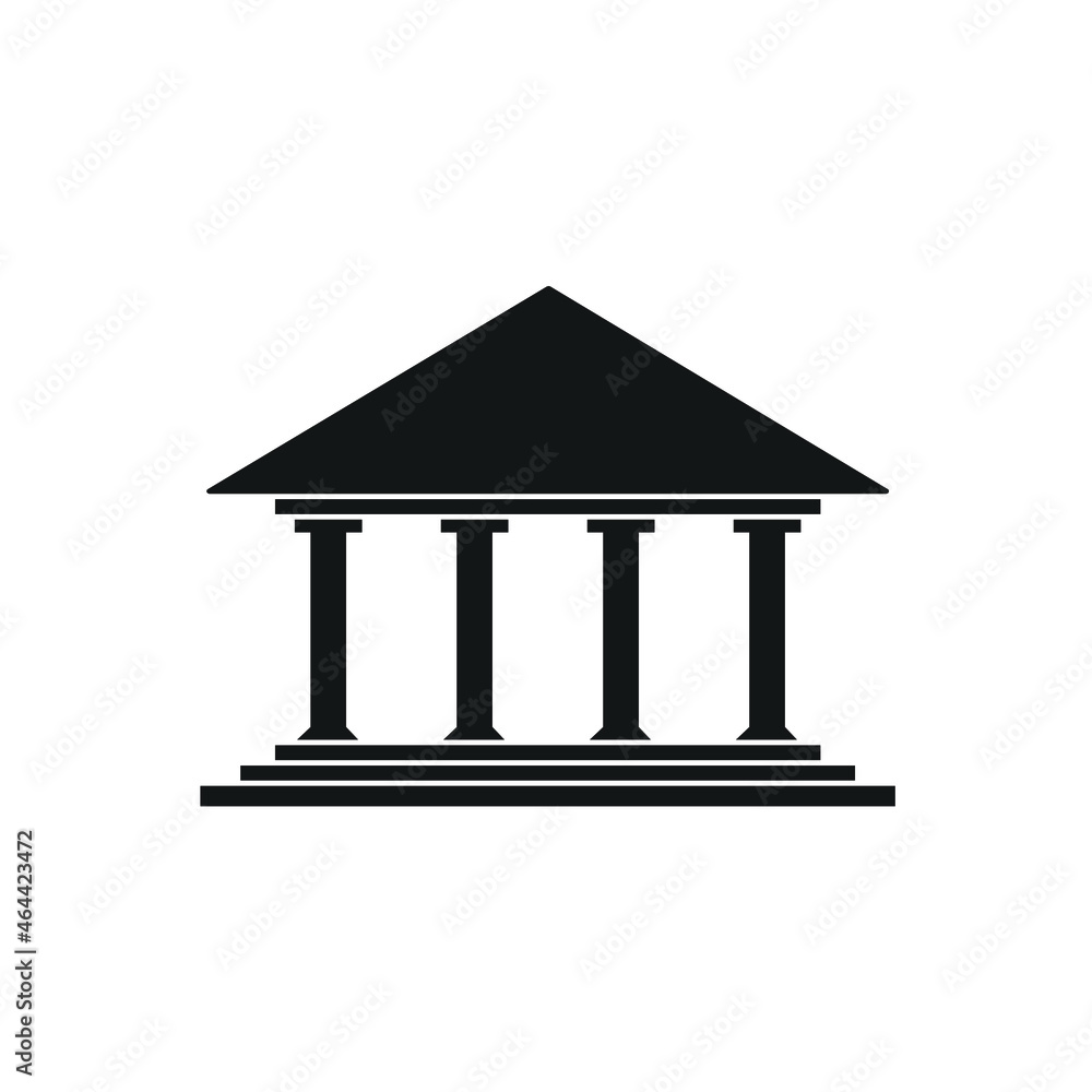 Bank building. Pictogram, black silhouette, isolated on white background, eps 10. Flat minimal design. Bank building. Pictogram, black silhouette, isolated on white background, eps 10. Flat minimal design.