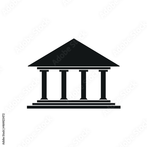 Bank building. Pictogram, black silhouette, isolated on white background, eps 10. Flat minimal design.