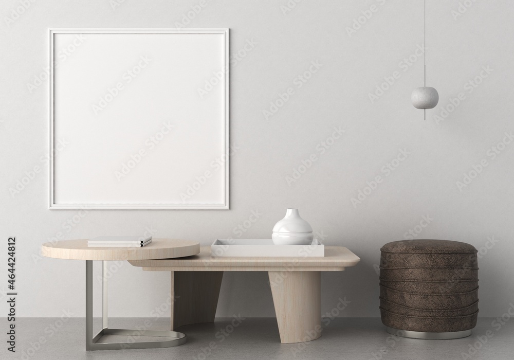 3D Mockup photo frame in Modern interior of gallery hall 3D Mockup photo frame in Modern interior of gallery hall