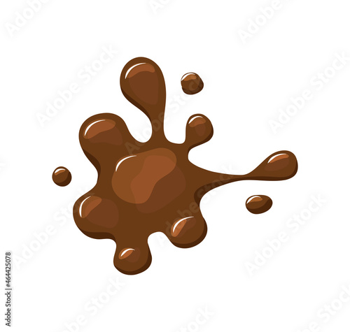 Hot chocolate spill spots on white isolated background. Brown liquid. Vector cartoon illustration