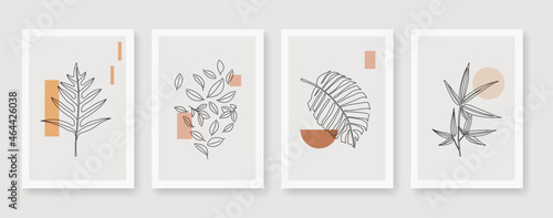Minimal and natural wall art. Design for packaging background, print, packaging, health care, invitation, cards, natural cosmetics. Vector illustration.