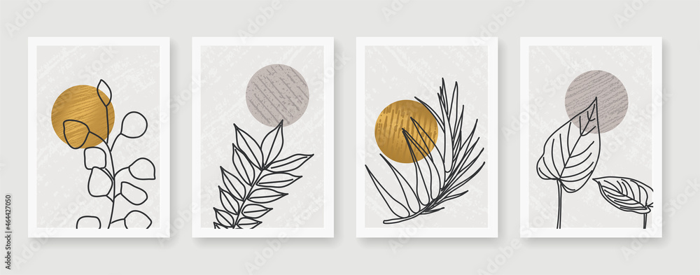 Minimal and natural wall art. Design for packaging background, print, packaging, health care, invitation, cards, natural cosmetics. Vector illustration.