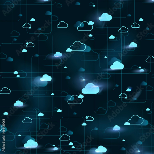 Digital cloud pattern background vector connection technology