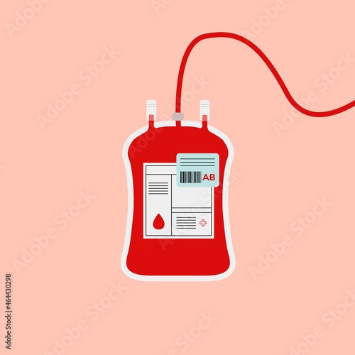 AB type blood bag vector red health charity illustration