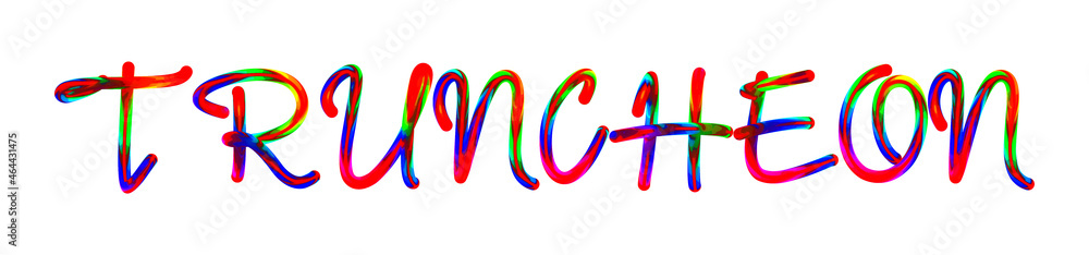 Truncheon - text written with colorful custom font on white background. Colorful Alphabet Design 3D Typography Truncheon - text written with colorful custom font on white background. Colorful Alphabet Design 3D Typography
