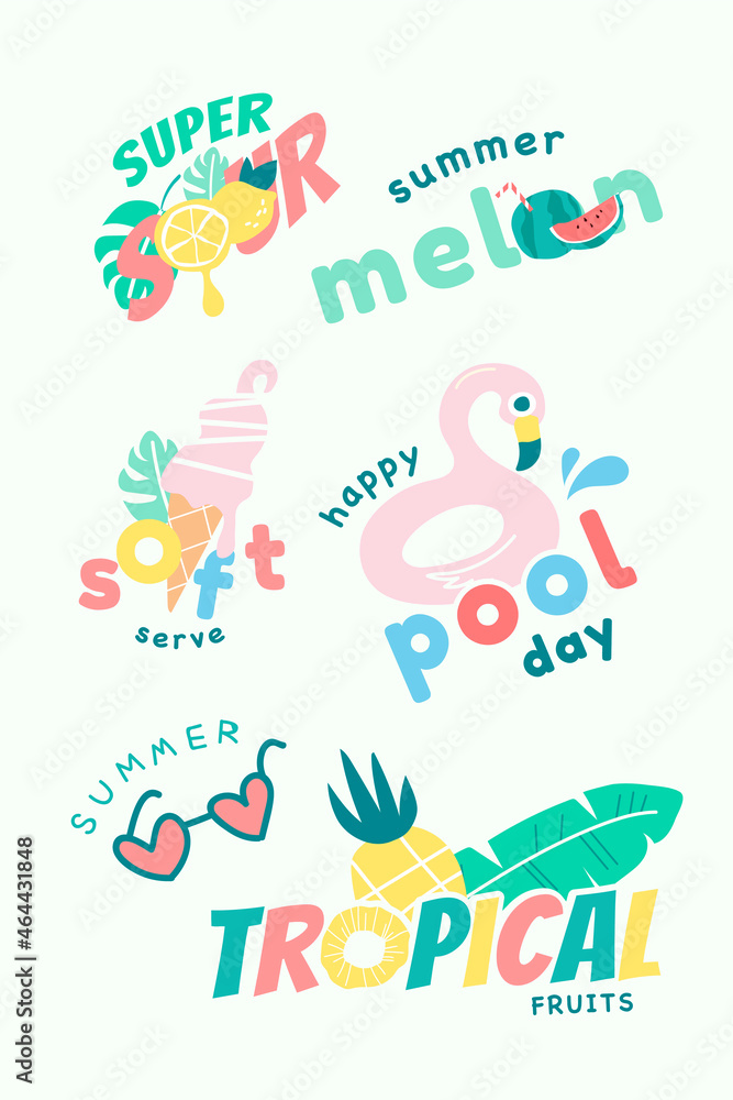 Cute fun summer collection vector Cute fun summer collection vector