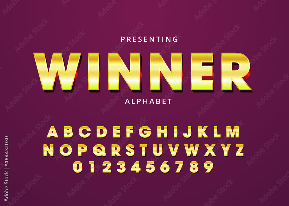 Gold metal custom font design, set of alphabet and number Gold metal custom font design, set of alphabet and number