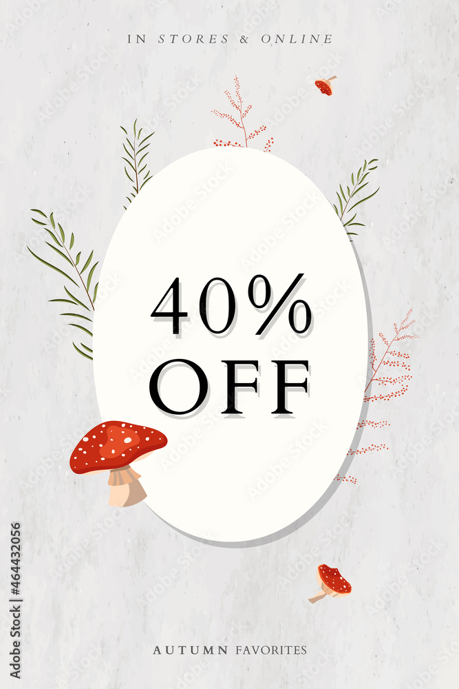 Fototapeta premium Autumn 40% off sale promotion poster template vector