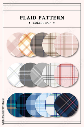 Plaid pattern fabric sample swatch design element vector set