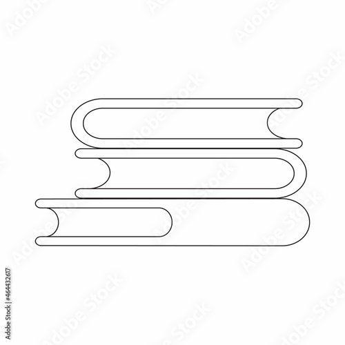 Stack of books coloring. Pile of books isolated on white background. Outline illustration