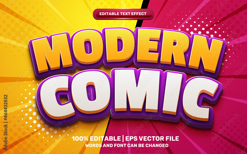 modern comic cartoon game hero style 3d editable text effect