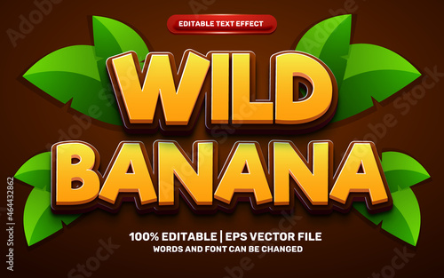 wild banana cartoon comic hero funny kids adventure 3d editable text effect