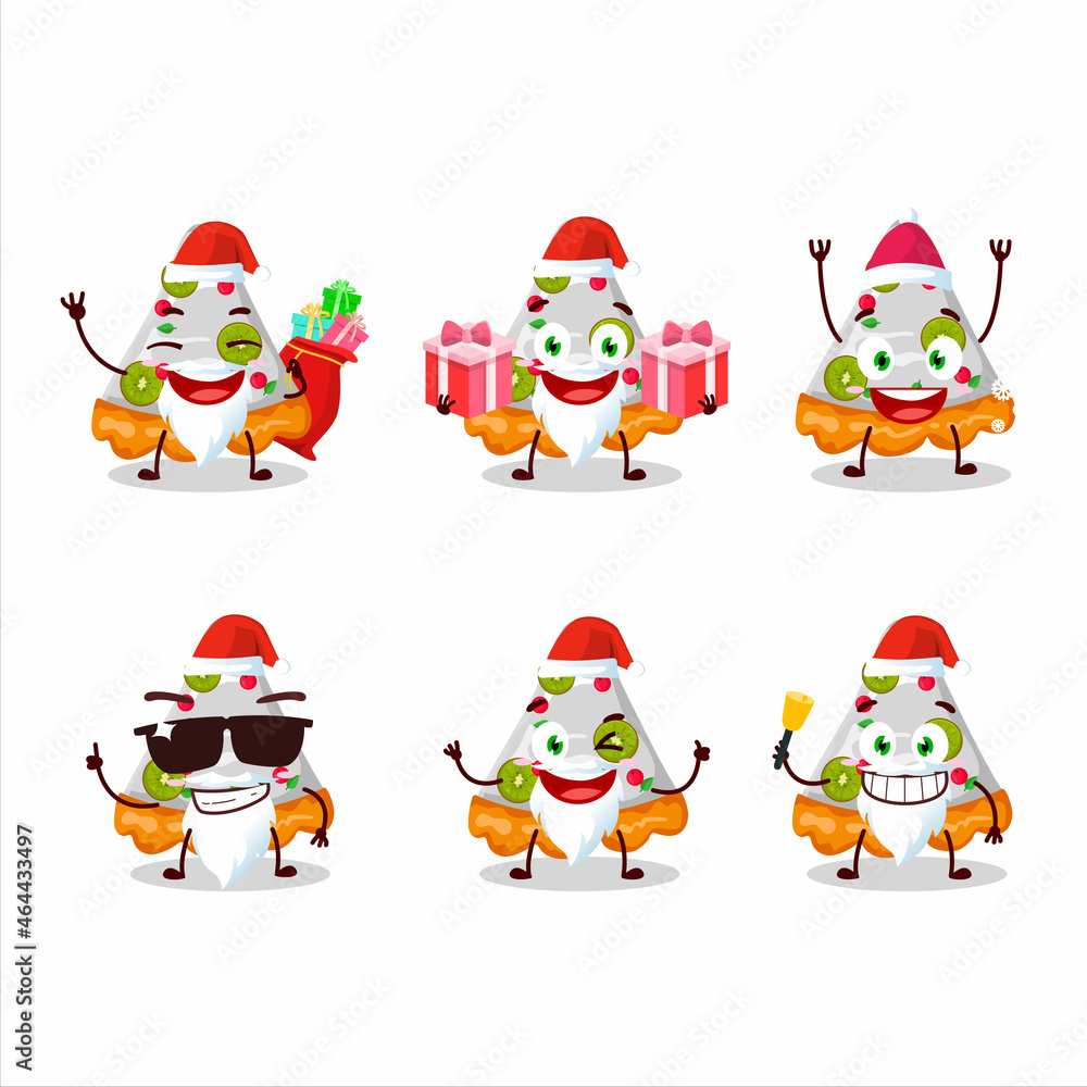 Santa Claus emoticons with slice of fruit tart cartoon character Santa Claus emoticons with slice of fruit tart cartoon character