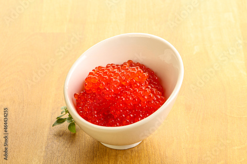 Red caviar in the bowl