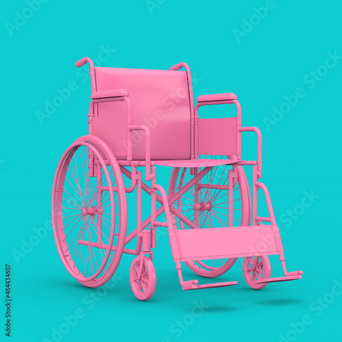 Pink Wheelchair in Duotone Style. 3d Rendering