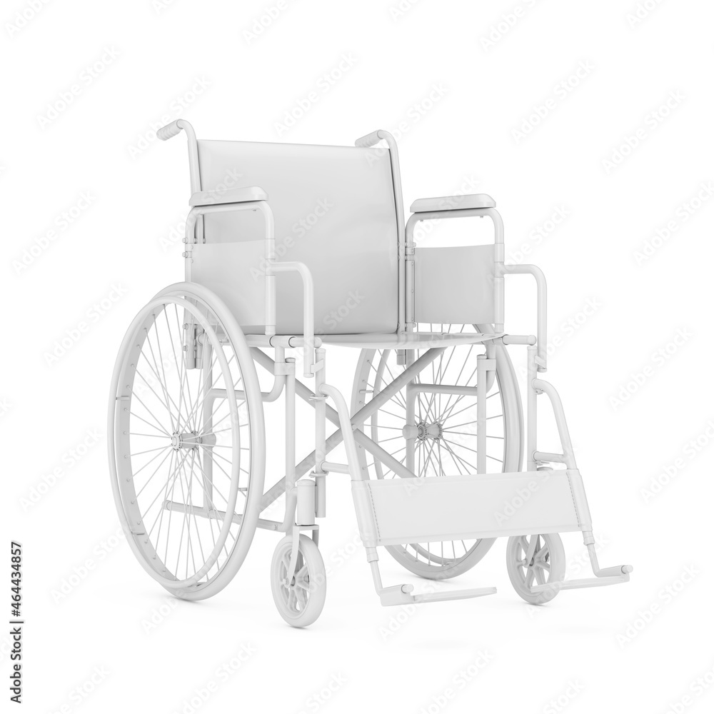 Empty White Wheelchair in Clay Style. 3d Rendering