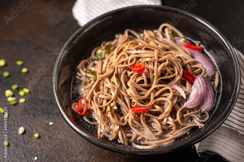 soba zaru buckwheat noodles udon soba fresh portion meal snack on the table copy space food background rustic 