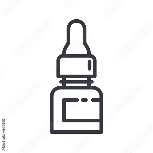 Black linear medical icon of bottle with nasal, eye drops or even oil isolated