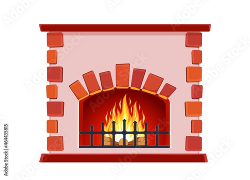Obraz na plátne Winter interior bonfire.