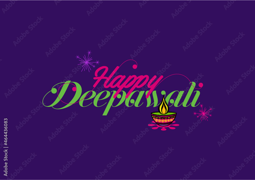 illustration of Typography calligraphy on Happy Diwali Holiday background for light festival of India