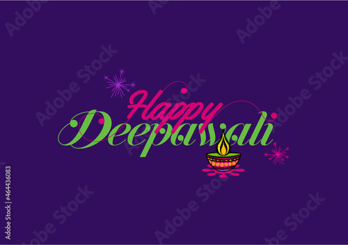 illustration of Typography calligraphy on Happy Diwali Holiday background for light festival of India