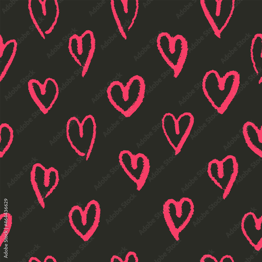 Hand drawn hearts seamless pattern. Cute cartoon stylized simple shapes. Perfect for gift card, wallpaper, wrapping paper and package print, fabric and any surface design. Black and pink Hand drawn hearts seamless pattern. Cute cartoon stylized simple shapes. Perfect for gift card, wallpaper, wrapping paper and package print, fabric and any surface design. Black and pink