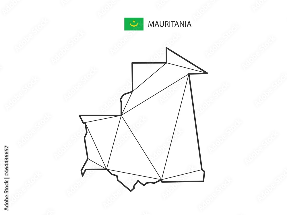 Mosaic triangles map style of Mauritania isolated on a white background. Abstract design for vector. Mosaic triangles map style of Mauritania isolated on a white background. Abstract design for vector.