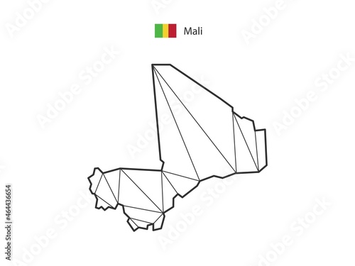 Mosaic triangles map style of Mali isolated on a white background. Abstract design for vector.