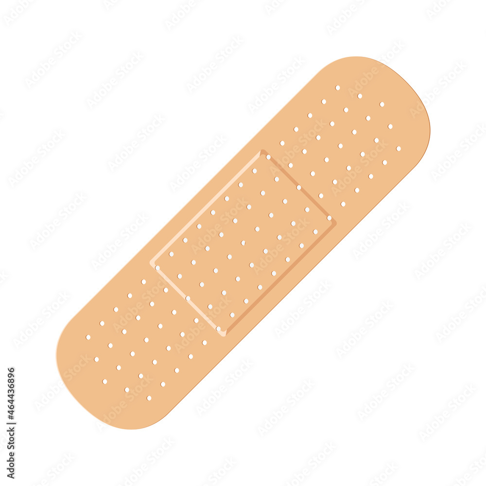 A Bandageis a thin fabric strip on which an adhesive mass is applied. The patch is a dosage form in the form of a plastic mass. Vector illustration isolated on a white background. A Bandageis a thin fabric strip on which an adhesive mass is applied. The patch is a dosage form in the form of a plastic mass. Vector illustration isolated on a white background.