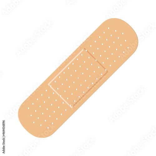 A Bandageis a thin fabric strip on which an adhesive mass is applied. The patch is a dosage form in the form of a plastic mass. Vector illustration isolated on a white background.