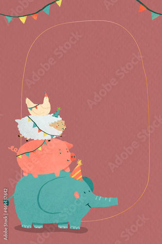 Animal doodle party frame vector